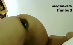 Ffunbutt: Comendo e filmando um vibrador apenas com minha bunda bolha