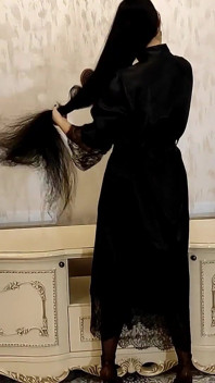 Cabelo comprido e escova fodendo, boquete de cabelo