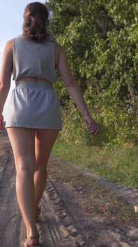 Walking Outdoors and Flashing Ass Under Skirt