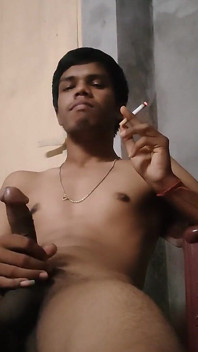 Cute Boy Masterbation with Smoking