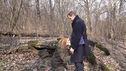 Anal Fans Couple: Pretty girl made a sweet quick blowjob in the woods...