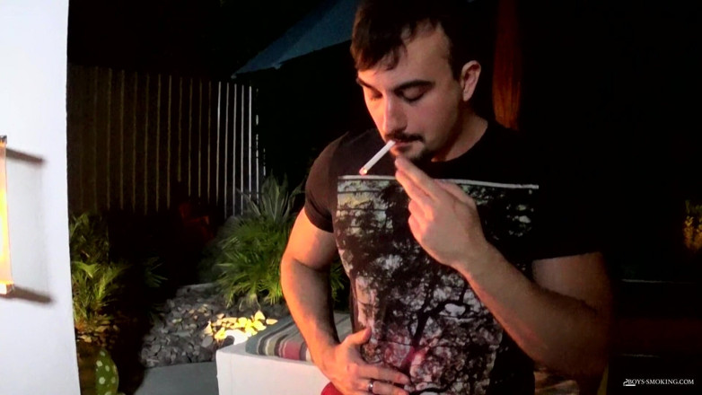 Boys Smoking: Big Guy Mason Smoking in the Garden