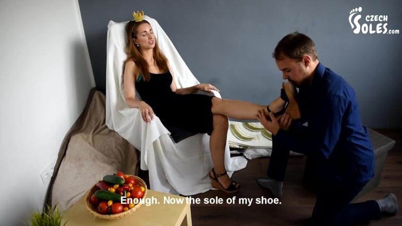 Czech Soles - foot fetish content: Loyal subject at princess's feet