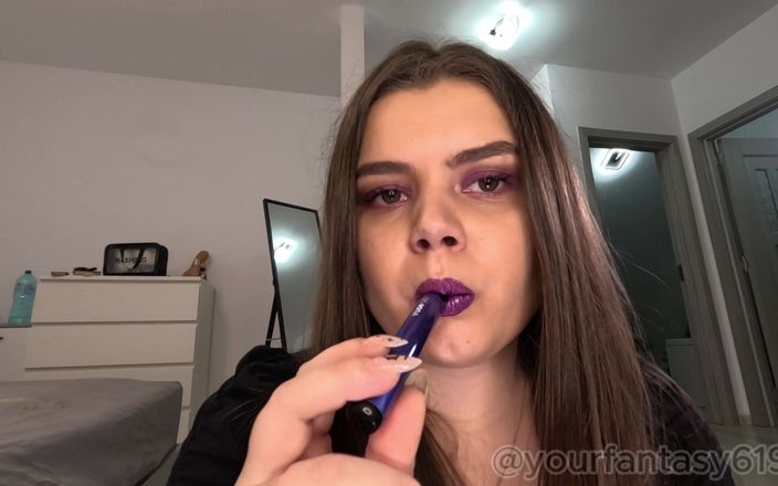 Your fantasy studio: Sexy Smoking and Vaping Close-up with Glittery Purple Lipstick