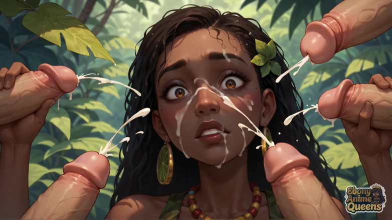 Ebony Anime Queens: Sizzling dark-hued bogini Adorns Jungle - Frolicsome XXX!