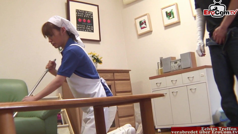 EroCom: Hairy Japanese maid with small tits enjoy the fuck