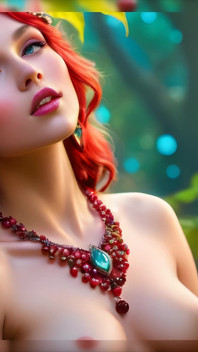 Красивая обнаженная девушка-эльф с большой грудью с Cherry