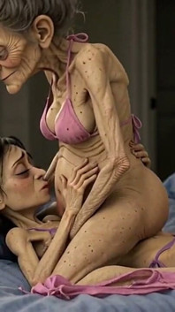 Old Woman Rubs Her Pussy on a Young Woman