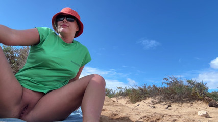 Thumbnail of Secretely Pissing and Pussy Masturbation Girl on Public Beach