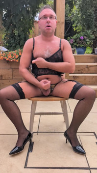 Big Cumshot in Lingerie Outside