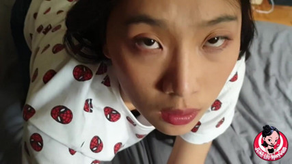 SpicyGum: June Liu- Cute Chinese student blowjob & fucked hard wearing spiderman...