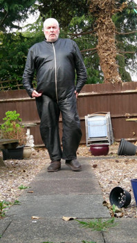 Leather Overalls in the Garden