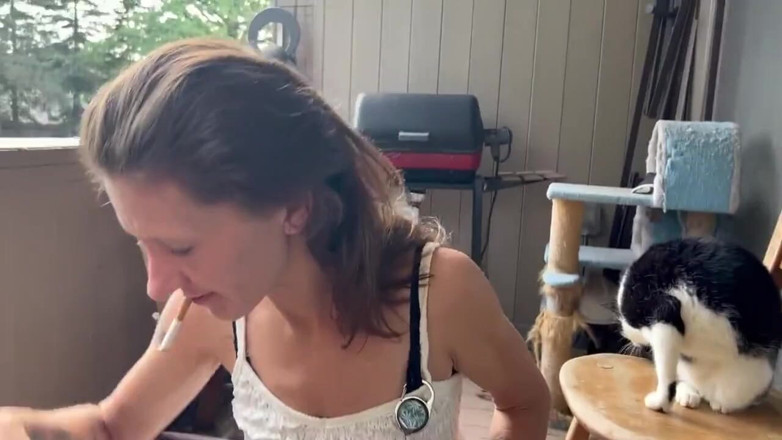 J13D75: Slut Smokes a Cigarette While Blowing Me. Then I Get...
