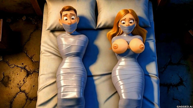 Gagged AI Cartoons: Svázaná a sledovaná