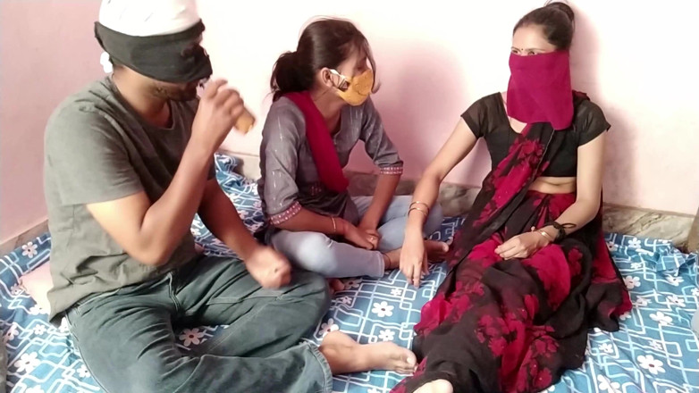HousewifeGeeta: Fucked Neighbor Stepmom and Girl Together! Desi Threesome in Hindi