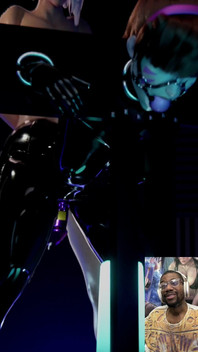 Transgender D.va Wears BDSM Latex, Ball Gag & Chasity Cage While Getting Butt Fucked