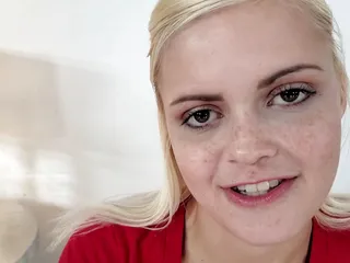 19 year old teen Madison Hart no hands POV blowjob and cum swallow
