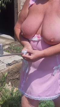 Me Walking Through the Olive Groves in Spain. I Pull My Tits Completely Out of the Sheer Pink Babydoll