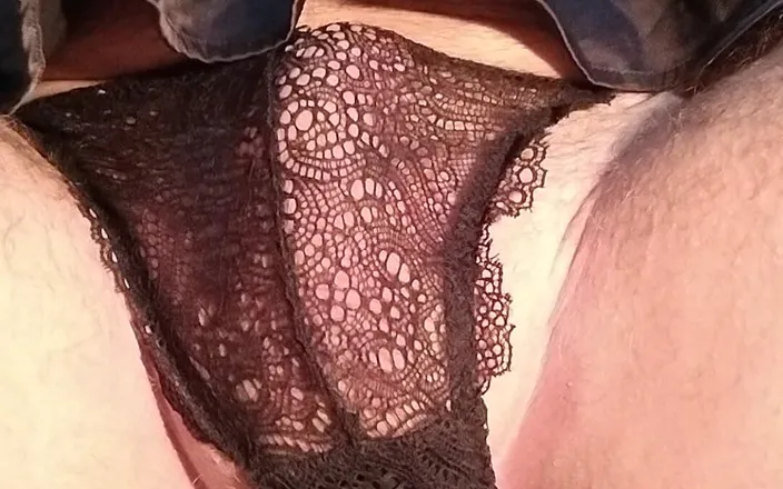 dragontrainer5: CD in Black Lingerie Sits on Huge Thick Dildo Squirting...