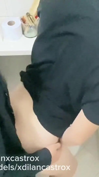 Cruising Straight Stepfather Fucks His Young Gay Stepson in Bathroom Without a Condom He Cums Inside