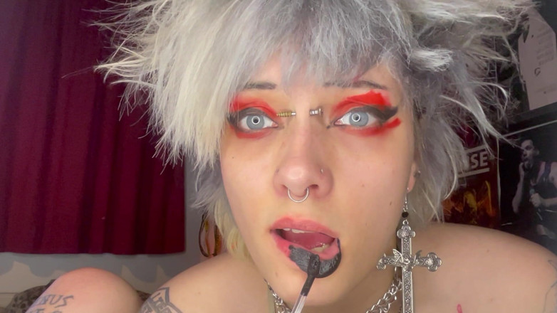 Glitterqueen1999: Lipstick Fetish JOI Handjob Jerk off Encouragement Taboo Black Lipstick...