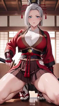 Kimono đỏ đen mở một chút, thanh kiếm kép trong tay nhưng không thể phủ nhận quyến rũ.