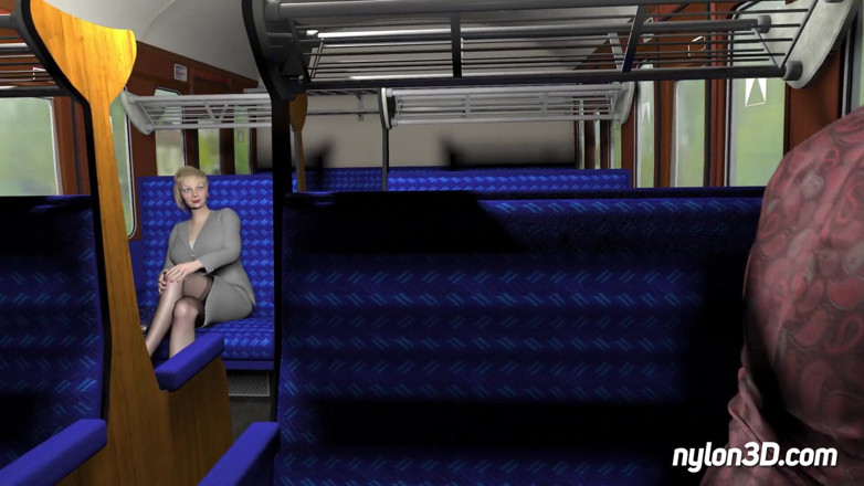 N3D animation: Tunggangan kereta api dengan blonde miang