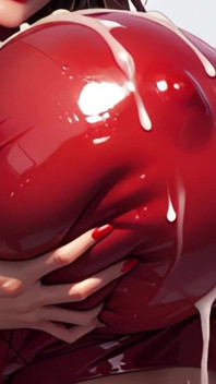 Sieh Dir Ai Amber Dabei an, Wie Sie Fröhlich Mit Ihren Mit Sperma Gefüllten Latex Titten Spielt