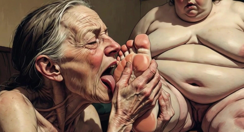 YOUR BEST FANTASY: Avó de 90 anos lambendo e chupando pés grandes da gordinha -...
