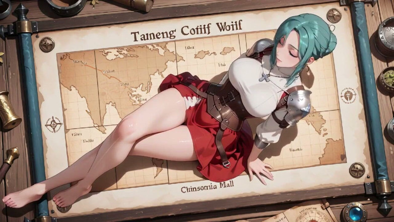 Tay Swift X: Silver Armor Hugging Soft Skin, Lazily Panting Under the Stone...