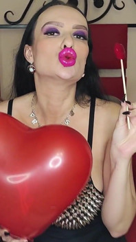 Valentine's Day Lip Fetish Sucking Lollipop and Kissing