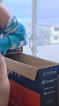 Perverted Stepdaughter Masturbates at the Window for the Neighbors to See.
