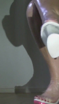 Dangling My Clear Heels Showing My Veiny Feet.