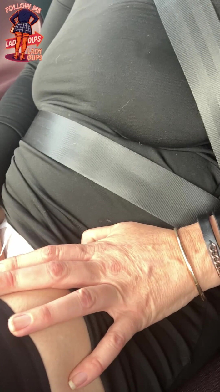 Lady Oups: Slut in Car Butt Plug and Big Tits for French...