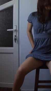 Horny Girl on a Chair Drinks Juice and Play with Herself