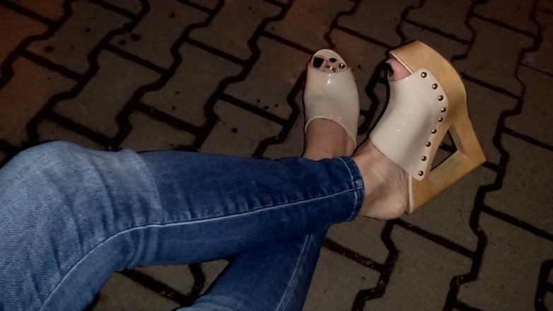 Heelex: Nude High Heel Wedges