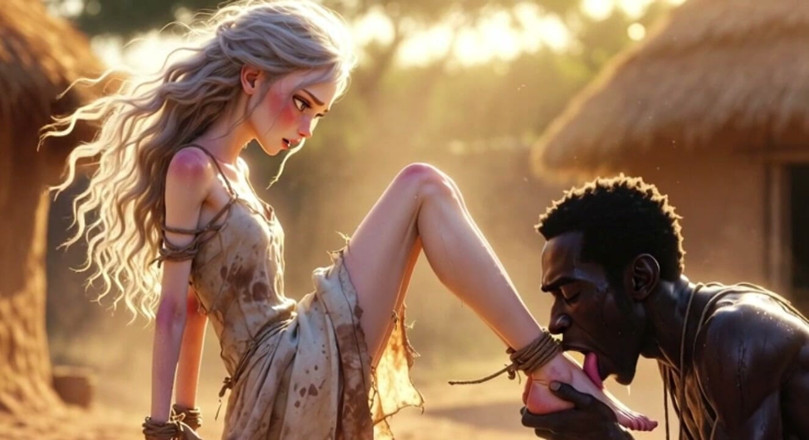 YOUR BEST FANTASY: White Woman in Bondage - African Man Passionate Foot Licking