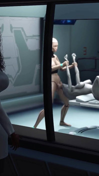 Làm tình nóng bỏng! Sci-fi android đụ mạnh một người ngoài hành tinh trong phòng phẫu thuật trong trạm không gian