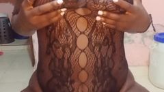 Table Humping in Sexy Fishnet Outfit