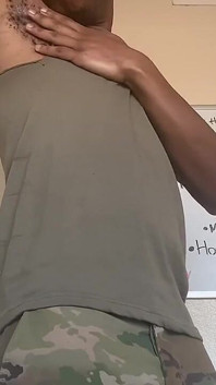 BBC Soldier Stripping Out of Uniform and Cumming