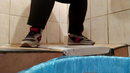 Elena: BBW MILF pissing and wiping her pussy in a toilet