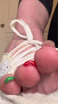 Ripping the Tongues Out of Another Pair of Tiny Sneakers Size 10 Vs 16 Feet