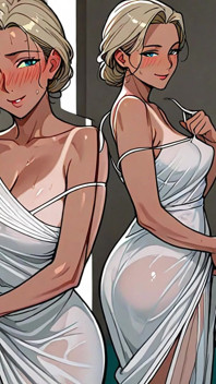 สาวผมทองเงี่ยนโชว์นมที่สระว่ายน้ำ