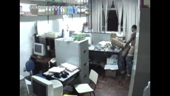 Horny employees having sex in the office after hours