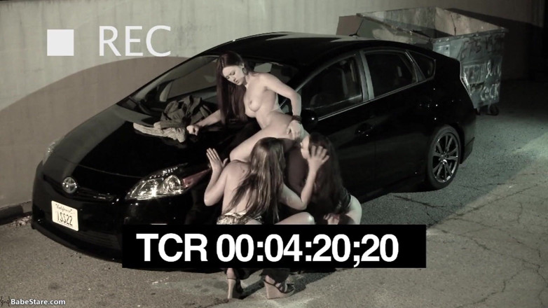 Lesbian Babe Stare: Lesbian threesome goes wild at the parking lot