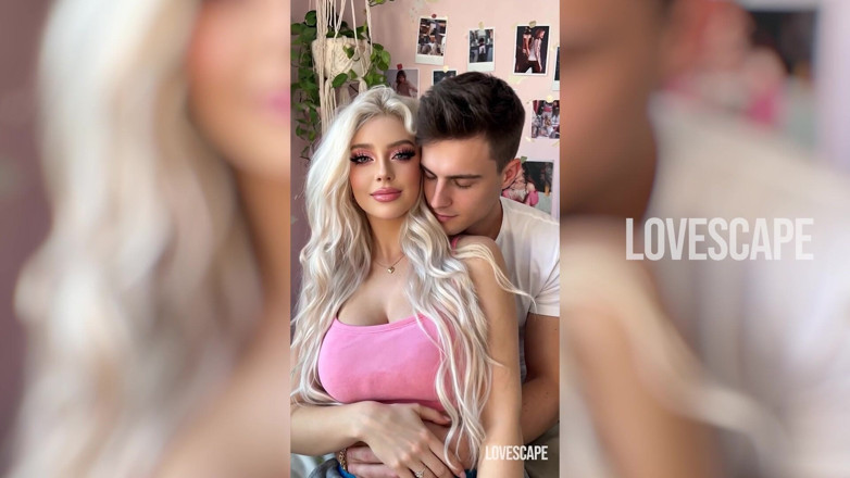 Lovescape: Bimbo Babe jezdí na příteli v ložnici (ai)