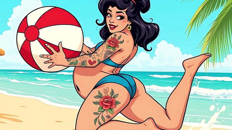 AI Porn: 性感纹身艺术比基尼女郎