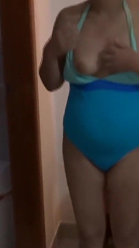 Latin Stepmother on Vacation at the Beach Shows off in a Bikini