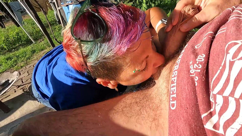 bekycarril: Al Aire Libre Chupando Bolas Mamada Con Semen En La...