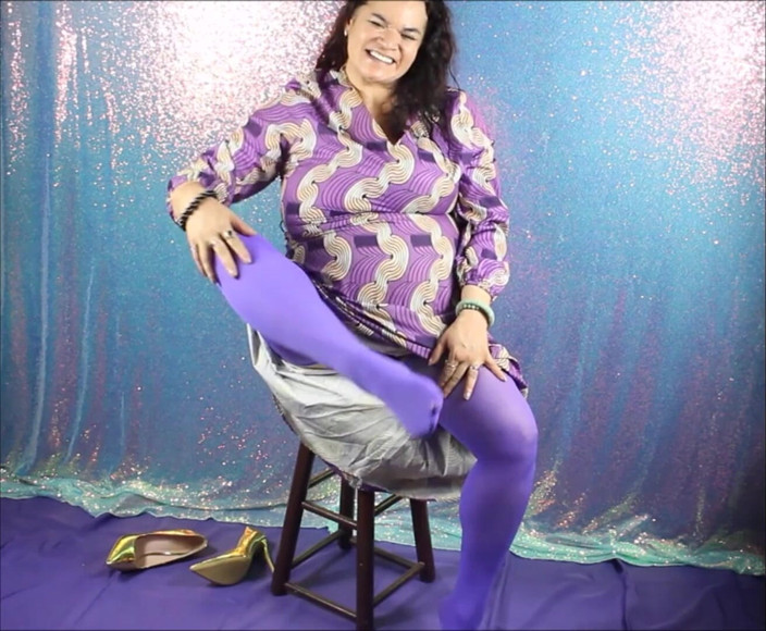 Haydee Rodriguez: Behind the Scenes with Haydee Rodriguez -purple Stockings Gold High Heels